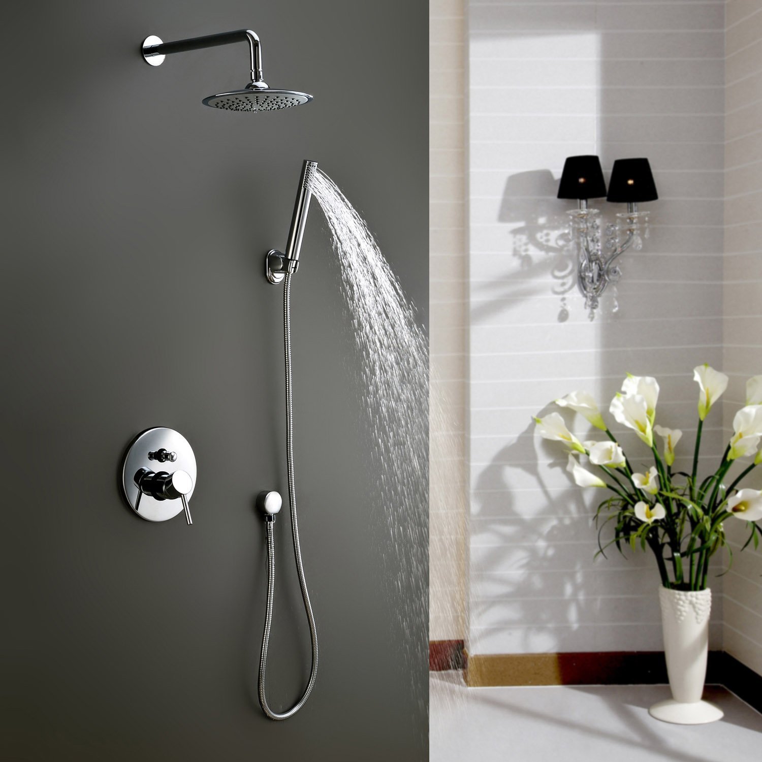 Moselle Single Handle Shower Set with 8 Inch Shower & Hand Shower